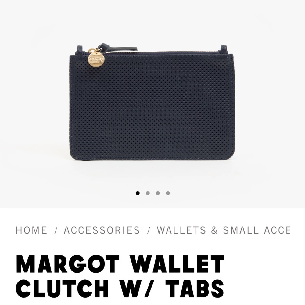 Clare V. Margot Black Perforated Wallet/Clutch with tabs.